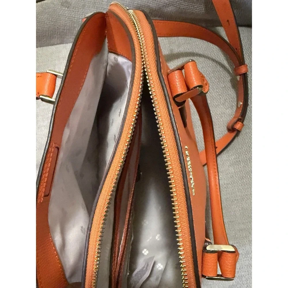 Kate Spade Sylvia Large Dome Satchel Pumpkin Orange Leather Handbag PXRUA271